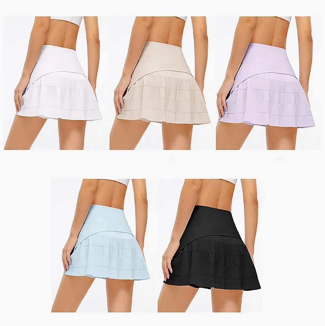 Gonne da donna Yoga Sports Tennis Short Beggings Scava Strea di corsa Shorts a secco Shorts da donna Outdoor Anti-Shine Scapa a pieghe traspirabile DK04