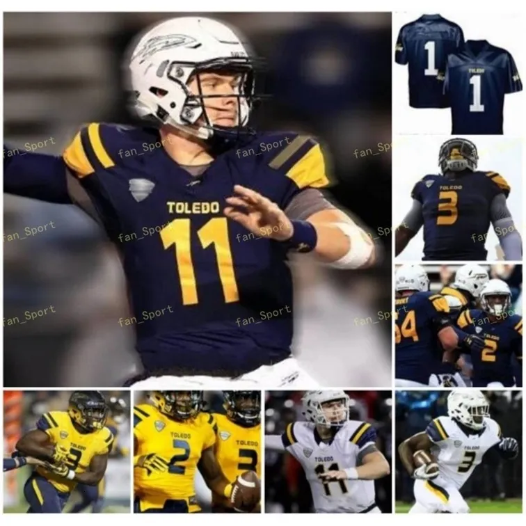 NIK1 NCAA College Jerseys Toledo 7 Jon'Vea Johnson 25 Cody Thompson 2 Carter Bradley 33 Art Thompkins Custom Football Stitched