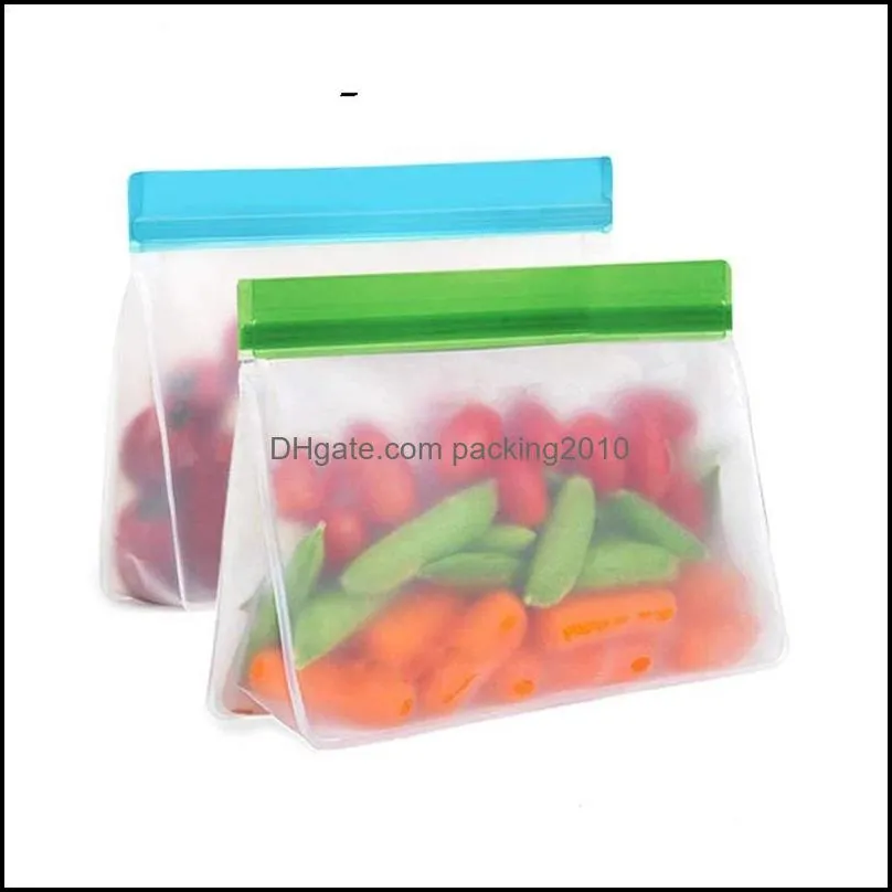 Food Storage Bag Frosted PEVA Silicone Kitchen Preservation pouch Reusable Freezer-Bag Zipper Upgrade Leak-proof Top Fruit Bags