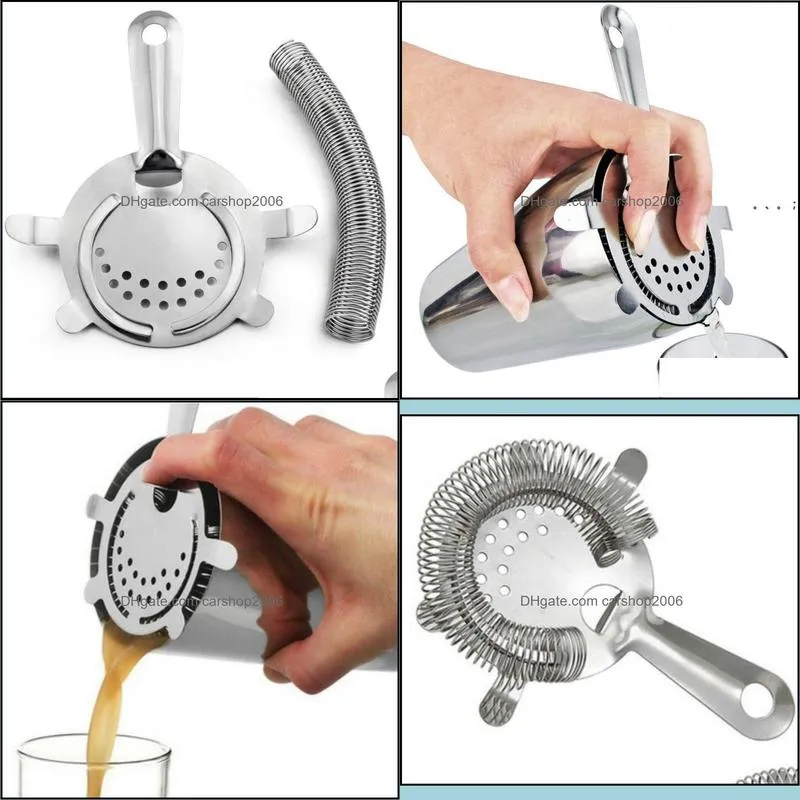 NEWCocktail Filter Stainless Steel Cocktail Strainers Wine Bartender Tools Mesh Divider Liqueur Ice Cream Maker Bar Tools RRF12199