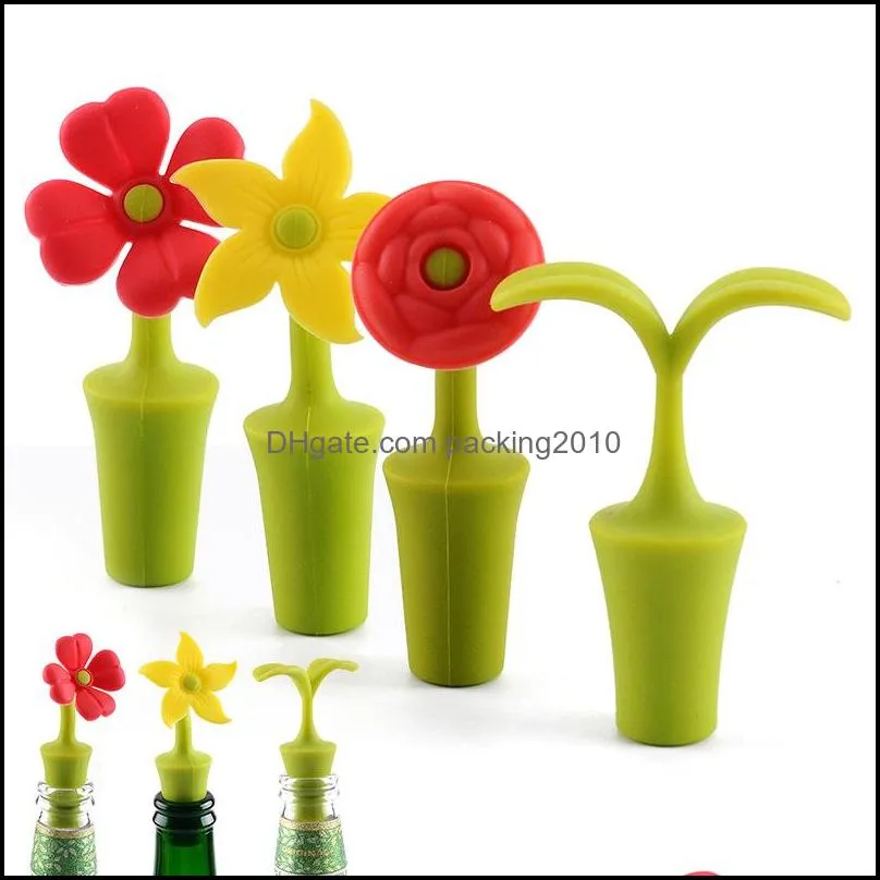 silicone flower wine stopper reusable beer champagne whiskey bottle cork vacuum sealed cover bar accessories barware pab11957