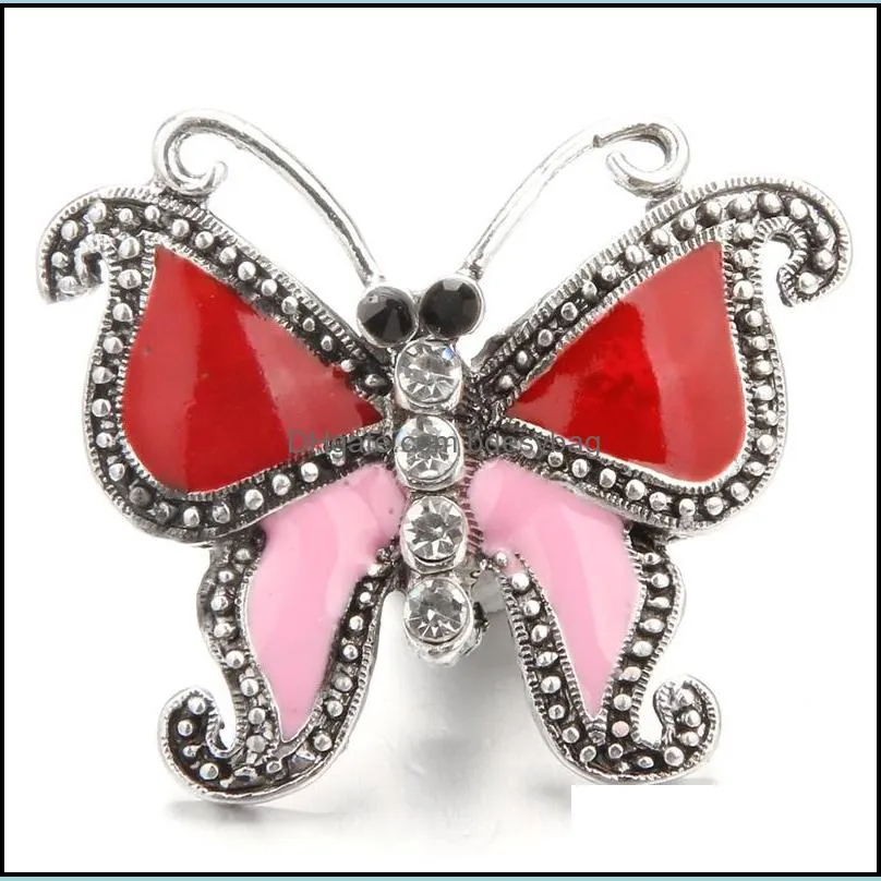 rhinestone gadget butterfly 18mm snap button clasp charms for snaps diy jewelry findings suppliers gift