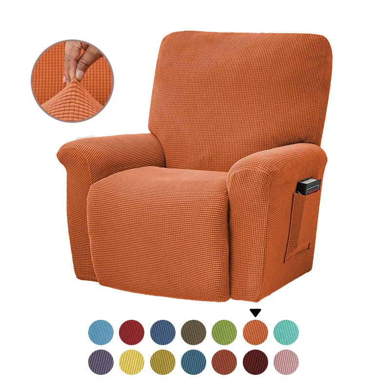 1 Seat Recliner stretch soffa slipcover soffa täcker 4-stycken fast färg elastisk spandex möbler mjuk soffa skydd