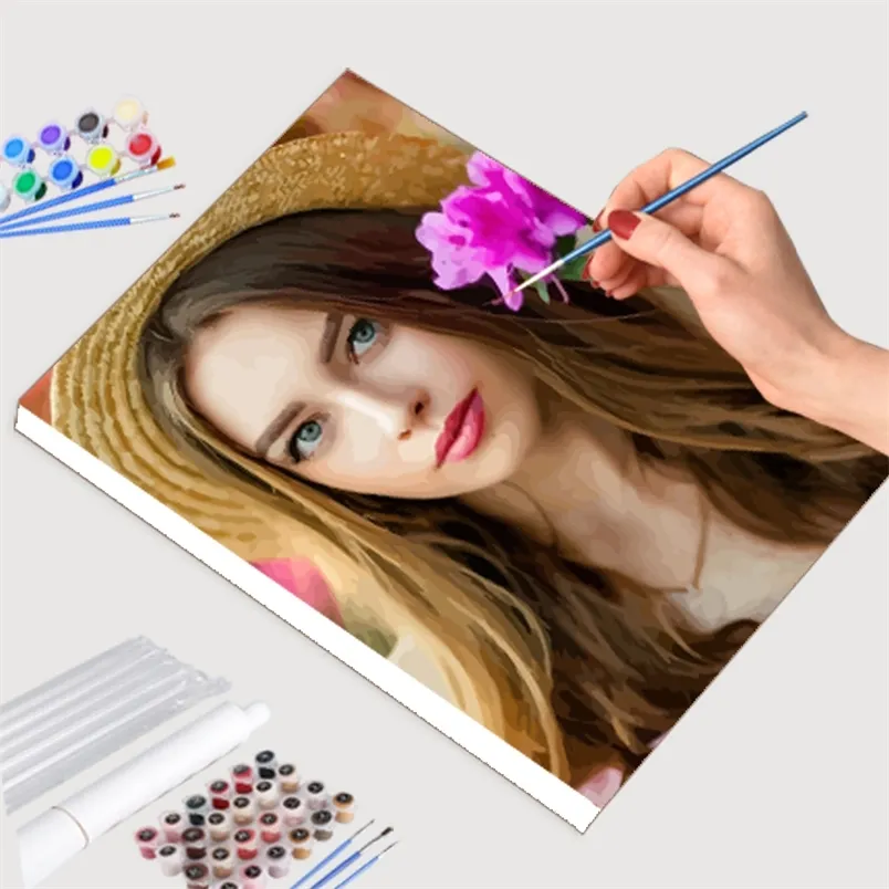 AZQSD Pittura con i numeri Po Pittura acrilica personalizzata su tela Disegno Immagini ad olio per numero Famiglia Colorazione Art Home Decor 220623