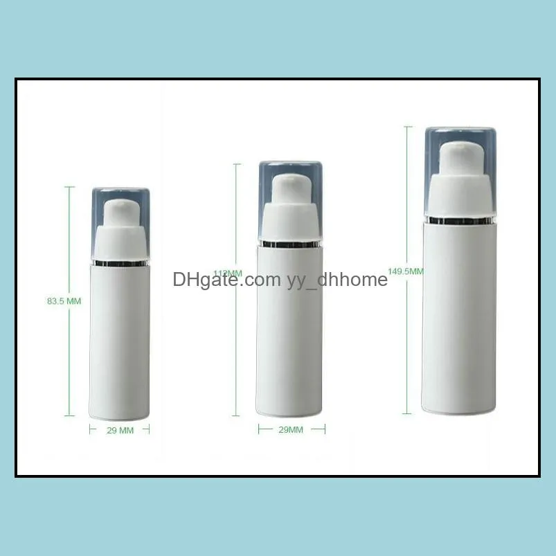 15ml 30ml 50ml pp plastic airless bottles white airless vacuum pump lotion bottle with silver line sn2031