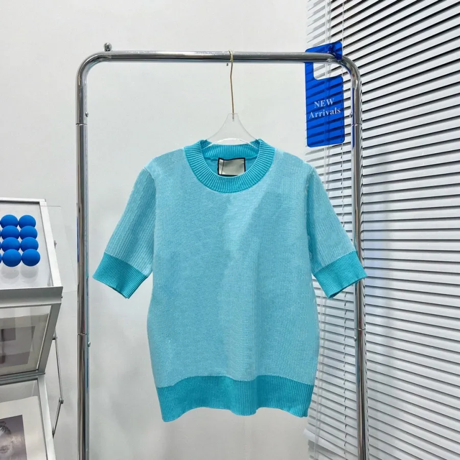 Women Top Summer Short Sleeve Sweater tees Woman O-neck Knit Fashion Ins Style Trendy Letter Print Top Lady T-shirt High Quality Knits Shirts