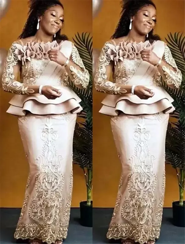 20212 plus size arabic aso ebi champanhe renda sexy mãe de vestidos de noiva, mangas compridas bainha bainha de baile de festas de festas de festas da noite vintage