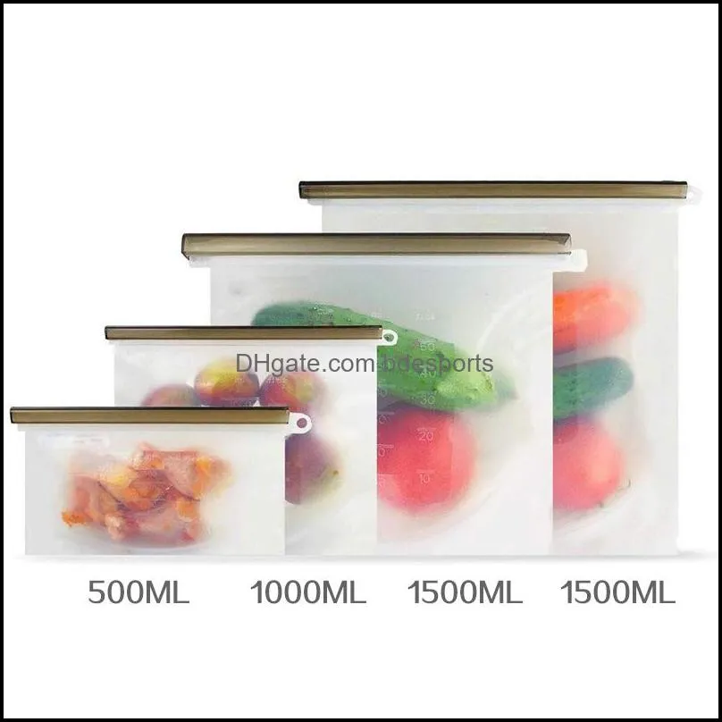 Food Storage Bags Reusable Silicone Bag Seal Ziplock Freezer pouch Cooking Fruit Vegetable -Bags Moistureproof Refrigerator Sealed