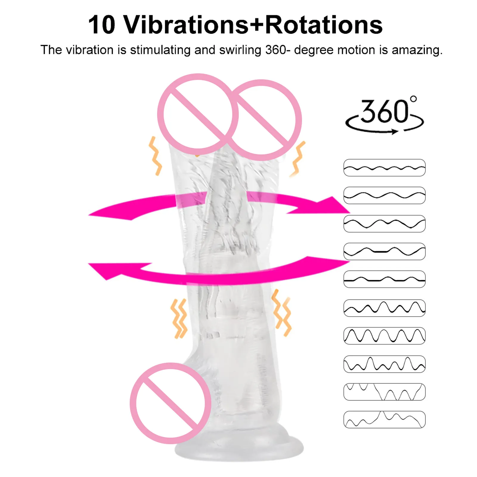 Realistic Transparent Vibration Rotation Dildo Vibrator Skin Feel Real With Suction Cup sexy Toys For Women Female Masturbator