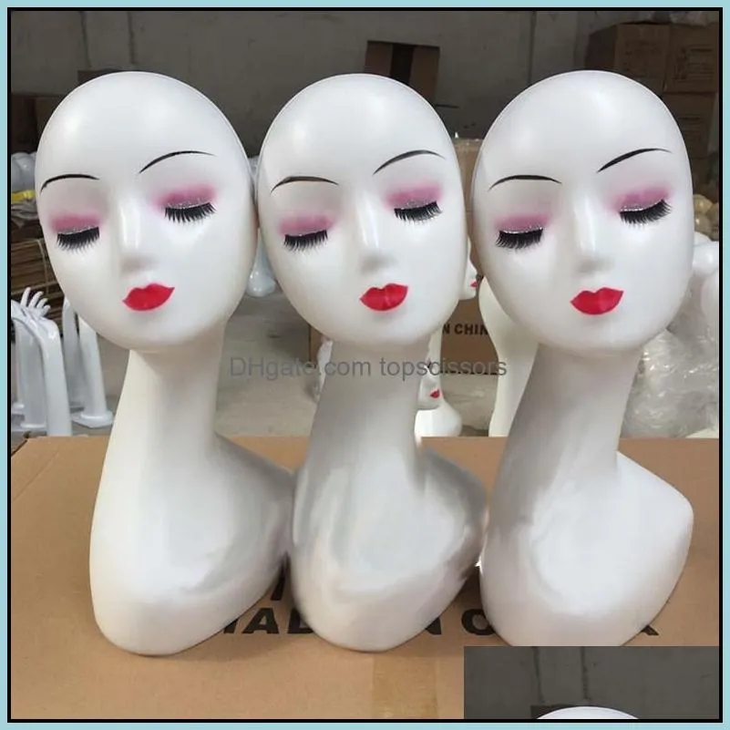 Plastic Long Neck Wig Display Mannequin Head Shop Window Model Show Shelf for Jewelry and Scarf Display