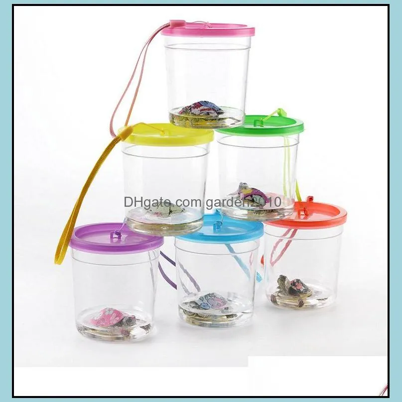 portable betta cup fish bowls mini turtle cage plastic small reptile carrier with removable lid easy to clean