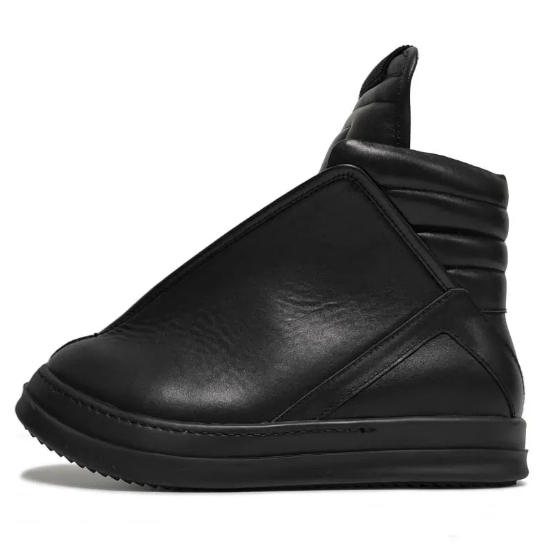 Plus Size Stiefel für Männer Echtes Leder Herren Designer Trainer Luxus Mann Freizeitschuhe Schwarz Weiß