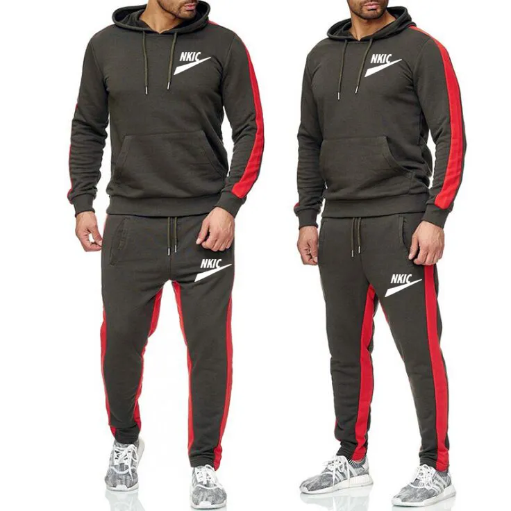 Men Splice Tracksuit Autumn Winter Men's Brand Sports Suit Jacket Pants 2 Pieces Set Fashion Casual Track Suits Plus Size S-3XL