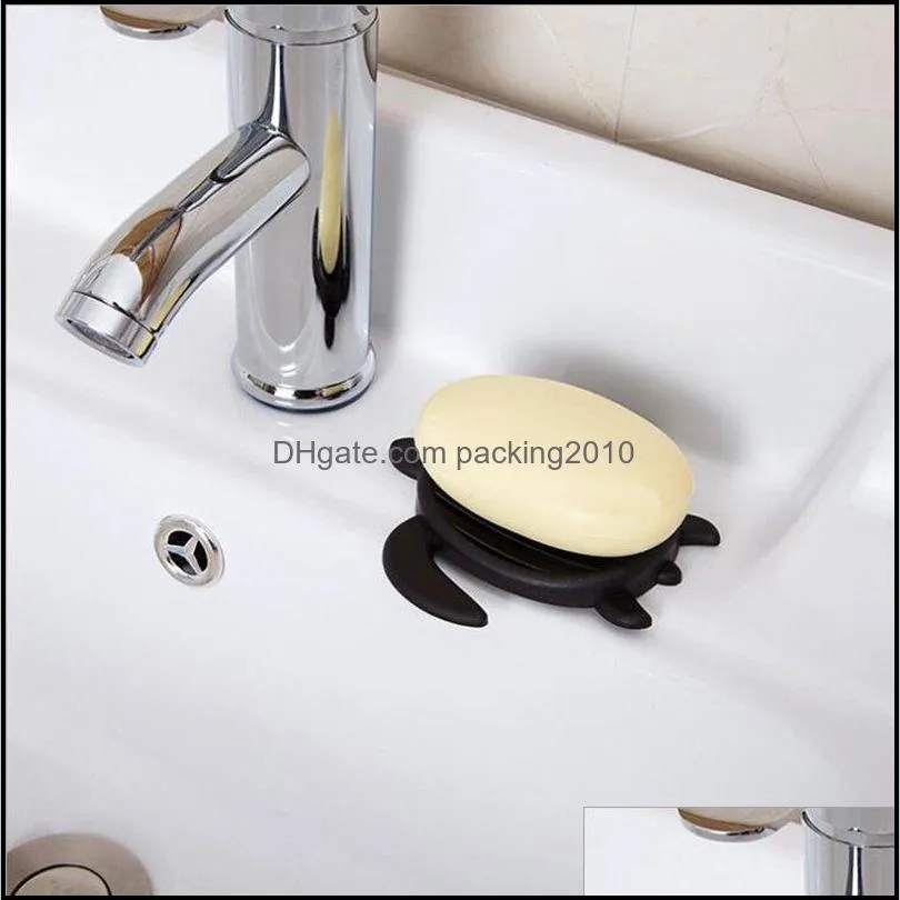 turtle soap dishes cute draining soap box plastic holder container cartoon tray bathroom shower storage black white optional