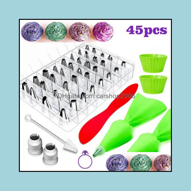 45pcs cake decorating tools kit piping tips pastry stainless steel nozzles set diy kitchen baking &
