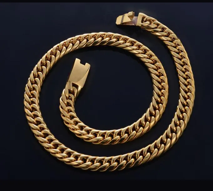 Cadenas redondas chapadas en oro de 12 mm, collar de hip-hop de 14 k para hombres, 60 cm