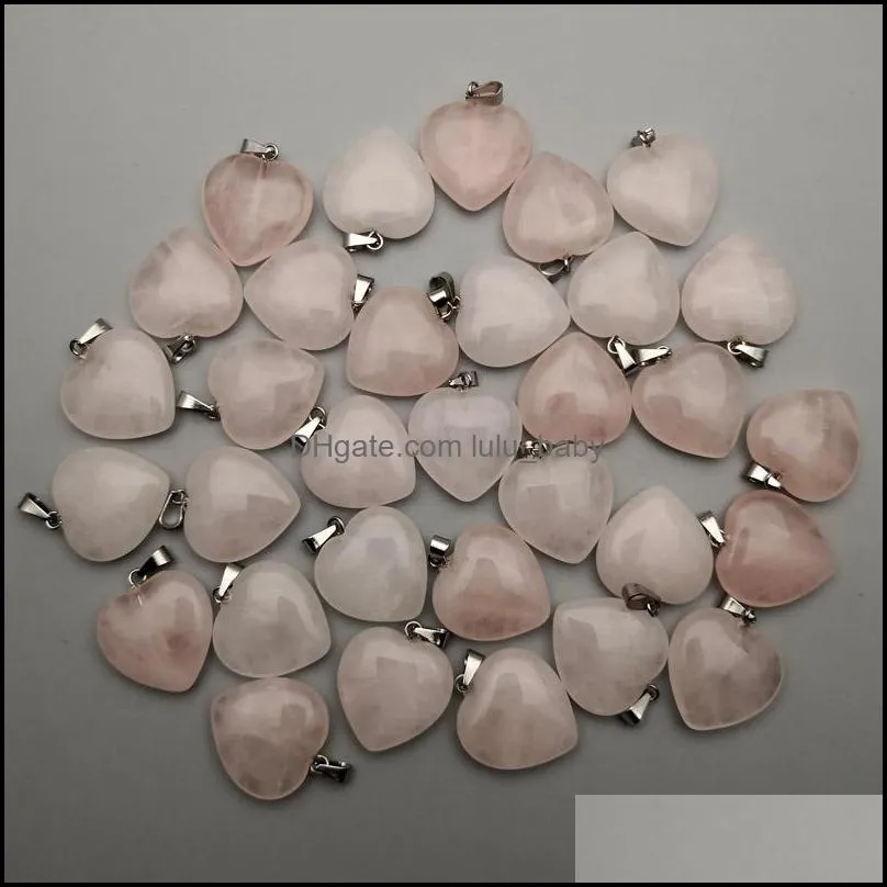 natural stone Hexagonal pillar heart cross waterdrop shape charms Rose Quartz pendants for jewelry making diy necklace earrings