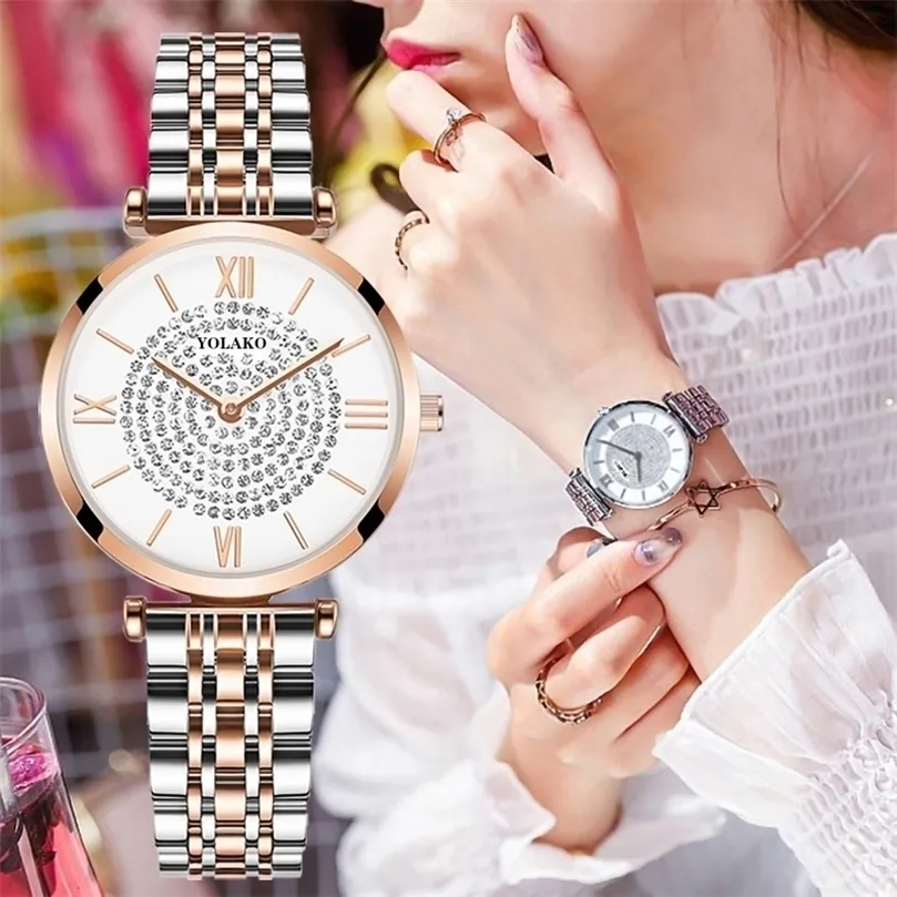 Gypsophila Diamond Design Wathes Watches Fashion Silver Dial الفولاذ المقاوم للصدأ الفرقة الكوارتز معصم المراقبة الهدايا Relogiosfeminino 220530