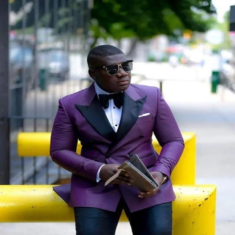 Navy blue and purple sales suit