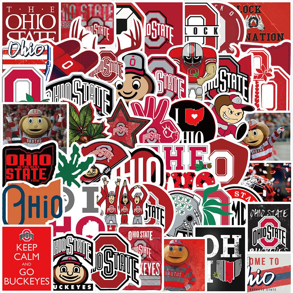 New Sexy 50Pcs Ohio State University Graffiti Stickers Car Stickers Laptop Guitar Suitcase Waterproof DIY Classic Kids Toy Sticker Decals