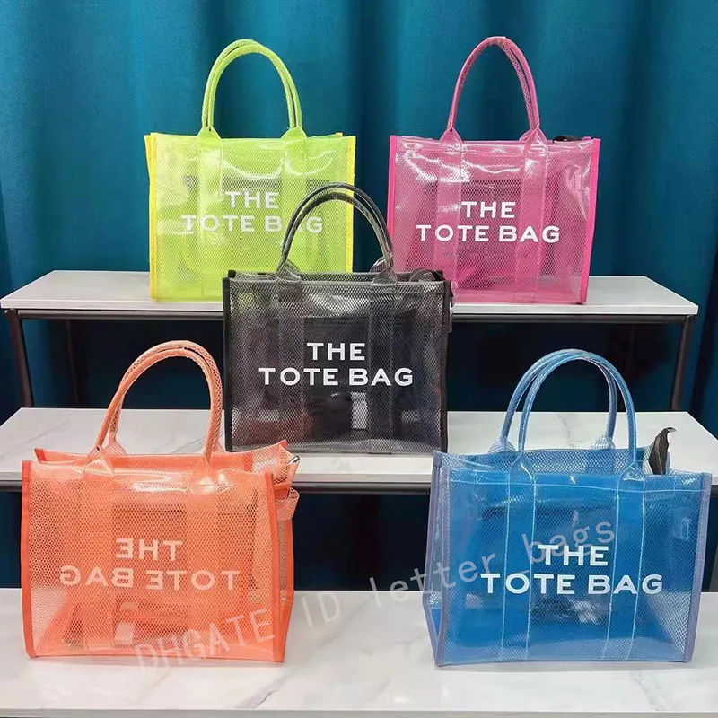 2022 Nieuwe PVC Tote Bags Designer Vrouwen Zomer Transparante Gelei Kleur Grote capaciteit Handtassen met Schouderriem Strandtas Portemonnees crossbody