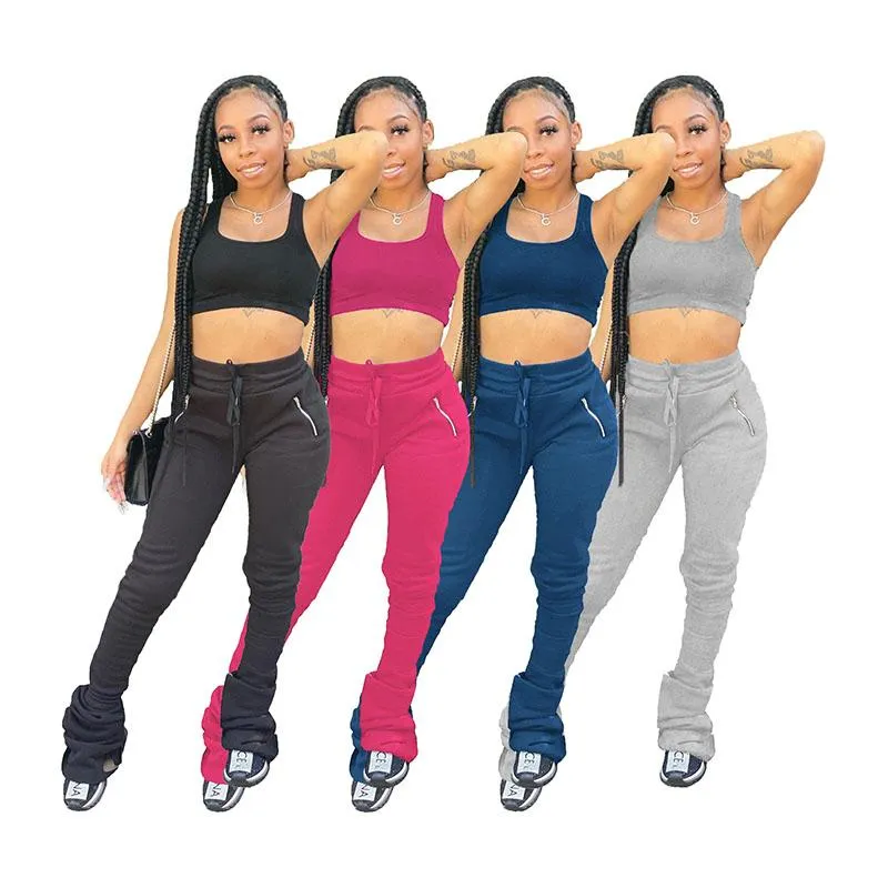 Pantalon deux pièces pour femmes été femmes survêtements longs pan court haut court course Leggings ensembles de sport femmes