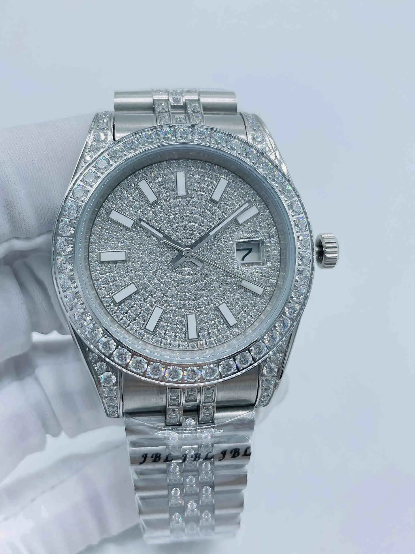 Topkwaliteit heren automatisch horloges volledige diamant jubileum mechanisch 2813 Movement heren horloge roestvrijstalen riem polshorloges zakenman mannelijke polshorloges