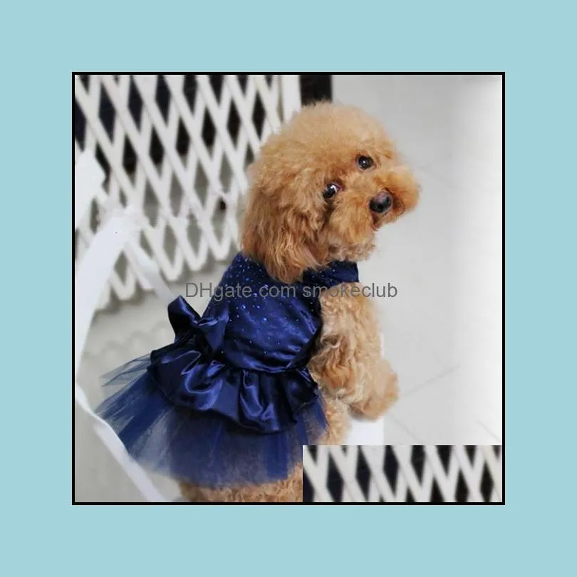 Dog Puppy Wedding Party Lace Skirt Clothes Bow Tutu Princess Dresses Pet Apparel