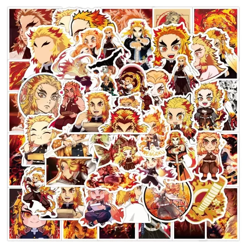 52Pcs Anime Rengoku Kyoujurou Stickers Demon Slayer Kimetsu No Yaiba Sticker Graffiti Kids Toy Skateboard car Motorcycle Bicycle Sticker Decals Wholesale