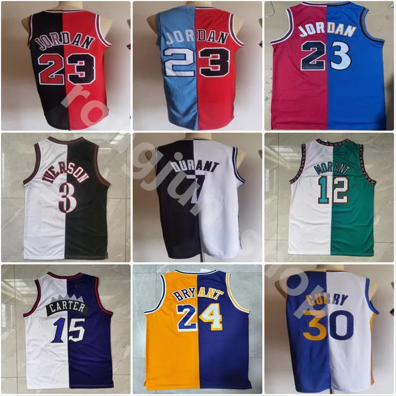 Split Two Retro Stitched Basket Allen Iverson Vince Carter Ja Morant Stephen Curry Kevin Durant Bird Duncan Jersey Alta qualità