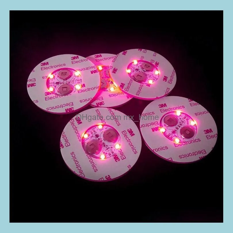 colorful round coasters replaceable battery led light up bottle stickers fashion party cup bottom sticker popular sn1011