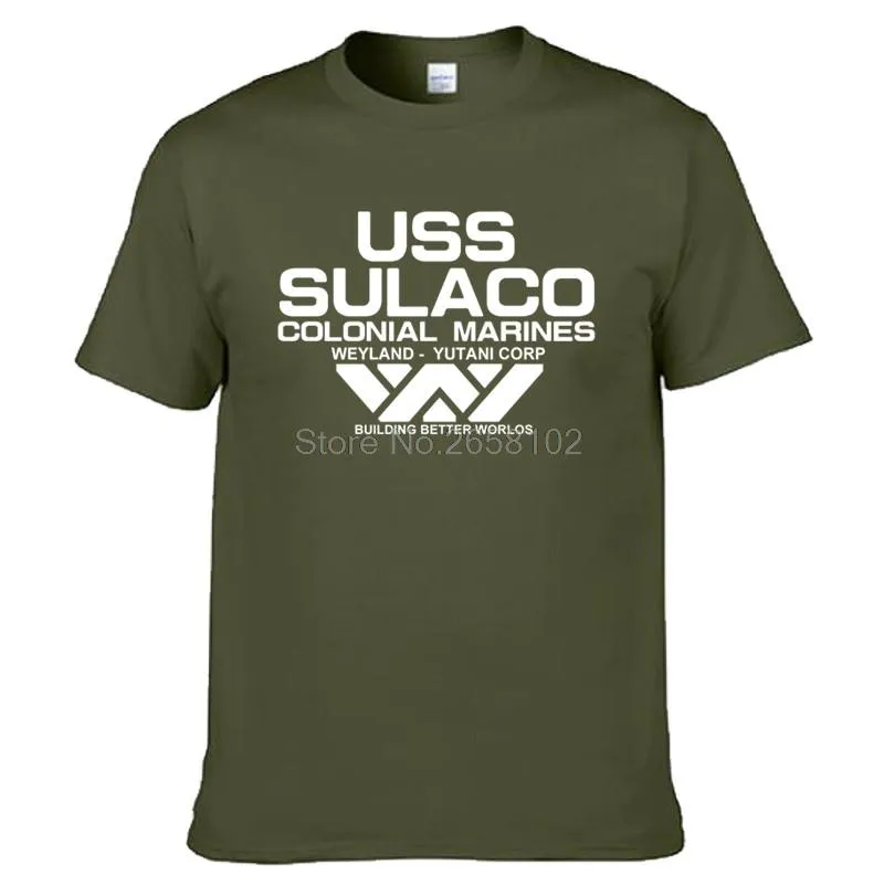 قمصان الرجال الموضة USCSS Nostromo T-Shirt Alien USS Sulaco Colonial Marines Aliens قبالة العالم قصير الأكمام Tshirt Men Cotton O Tees Tees