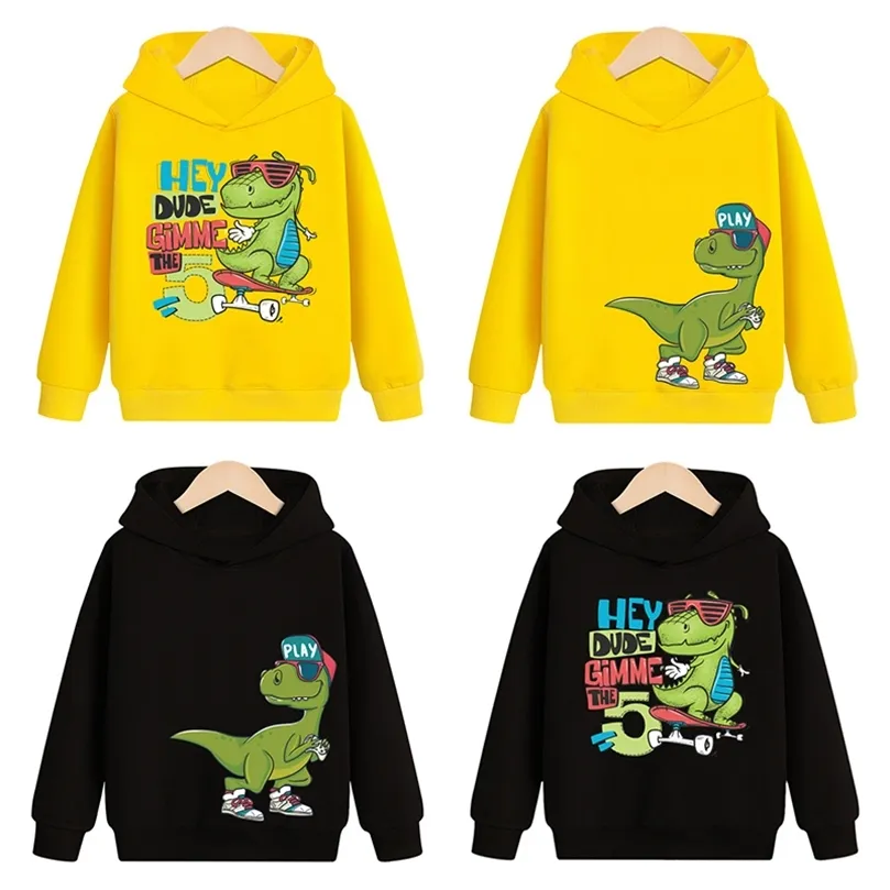 Sweatshirts Hoodies Uzun kollu bebek bebek-kızlar çocuklar çocuklar karikatür karikatür sonbahar bahar üstleri kıyafetler giyim dinozor lj201128