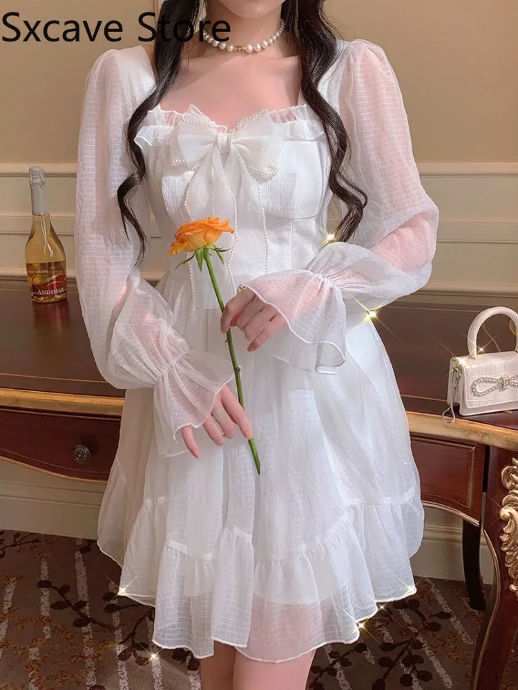 French Sweet Fairy ita Dres Long Sleeve Lace Y2k Mini babydoll dress Vintage Kawaii Clothes babydoll dress Korean Autumn 220317 French Sweet Fairy ita Dres Long Sleeve Lace Y2k Mini babydoll dress Vintage Kawaii Clothes babydoll dress Korean Autumn 220317