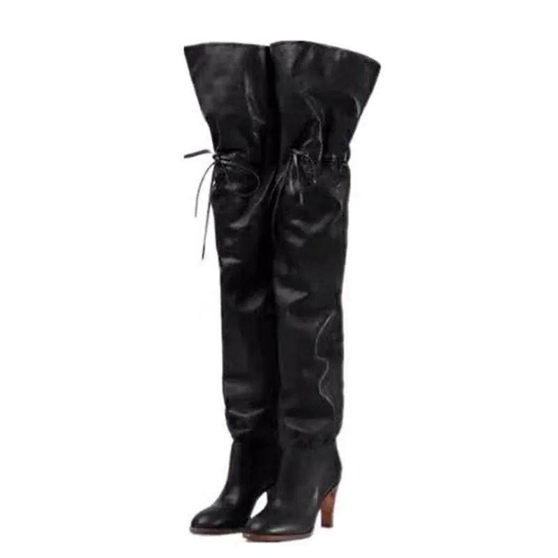 Boots Jady Rose Black Red Women Over The Knee Female Thigh High Lace-up Heel Botas Mujer Runway Shoes Woman