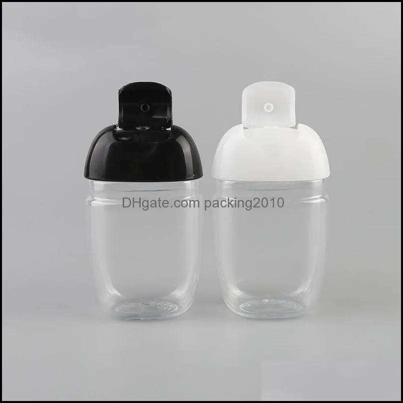30ml garrafa desinfetante de mão pet plástico meia tampa redonda crianças transportar desinfetante entrega gota 2021 garrafas de embalagem escritório escola busine