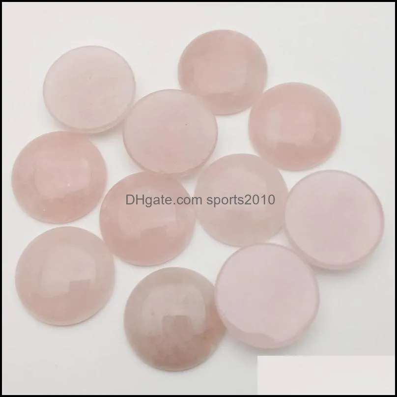 20mm rose quartz natural stone round cabochon loose beads face for reiki healing crystal ornaments necklace ring earrrings jewelry sports2010