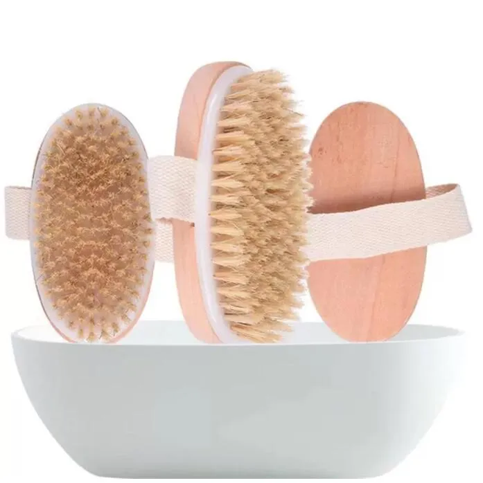 Stock Bath Brush Dry Skin Body Soft Natural Bristle SPA The Brush Wooden Bath Shower Bristle Brush SPA Body Brushs Without Handle GG0630