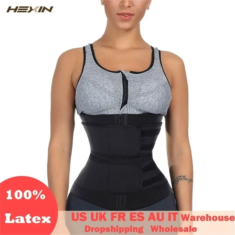 Hexin Double Belt 100 Trainer Trainer Trainer Fatner Fitness Trainer Zipper Wearming Belt Fajas Colombianas LJ201209