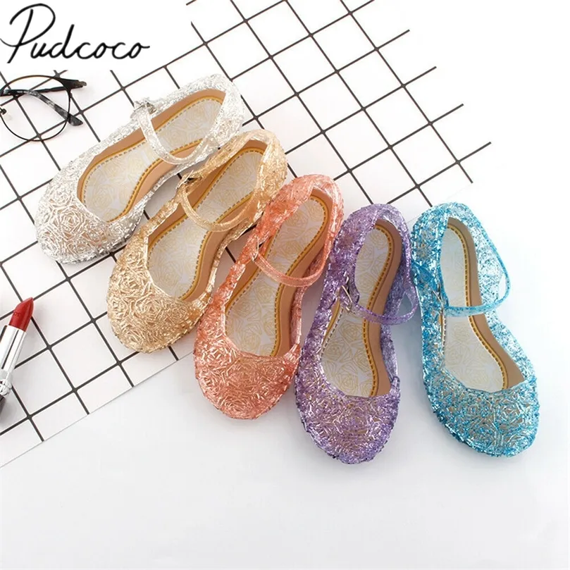 Kids Sandals Clogs Fashion Childrens Girls Cosplay Dress Up Party Sandals Crystal Princess Hollow Out Candy Color Shoes 220621