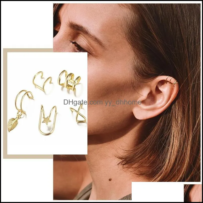 clip-on & screw back delicate fake without piercing cuff earrings for women bling ear cuffs cartilage clip accessory earcuffs