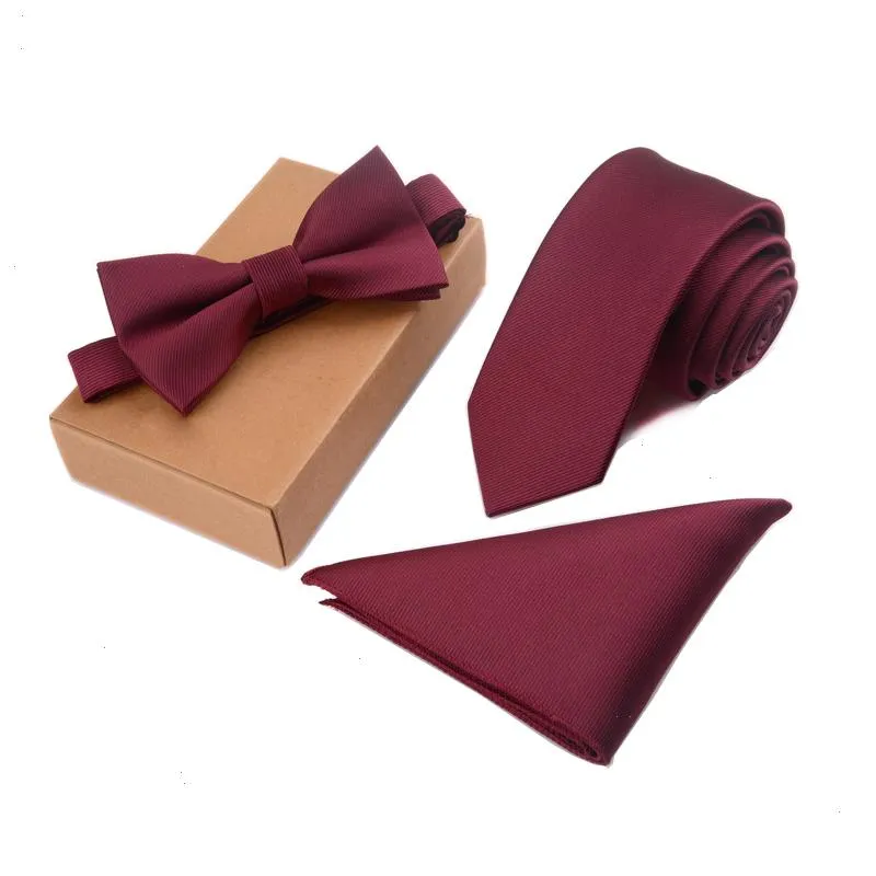 Slim Tie Zestaw Mężczyźni Bow and Pocket Square Bowtie krawat Cravate chusterze bapillon man corbatas hombre pajarita