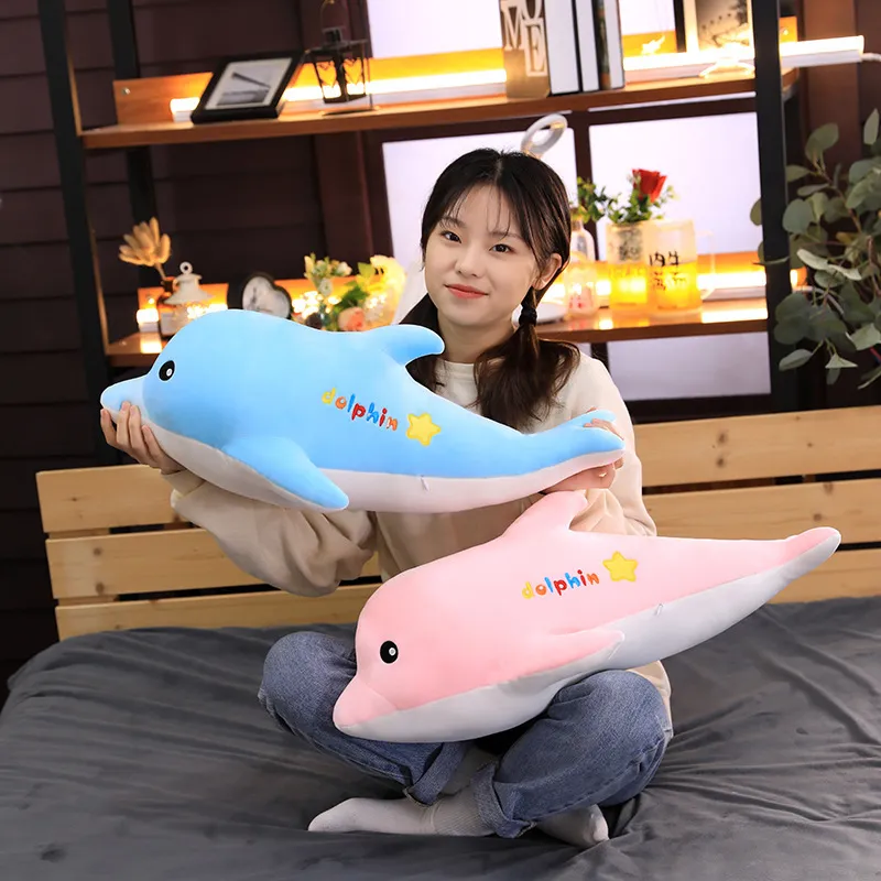 50-110 cm carino bambola morbida peluche lungo cuscino per dormire ragazza casa divano decorazione delfino