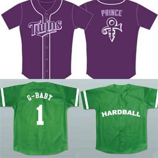 XFLSP G-BABY # 1 Hardball Prince Nacht Jersey Movie Baseball Jersey Nieuwe genaaid Any Name Vintage Zeldzaam S tot 3XL Groen