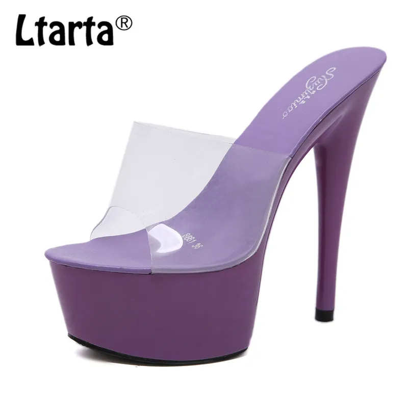 LTATA 15CM秋のナイトクラブセクシーな女性の靴プラットフォームローマンフィッシュヘッドレディUltra-High HeelサンダルLFD 220422