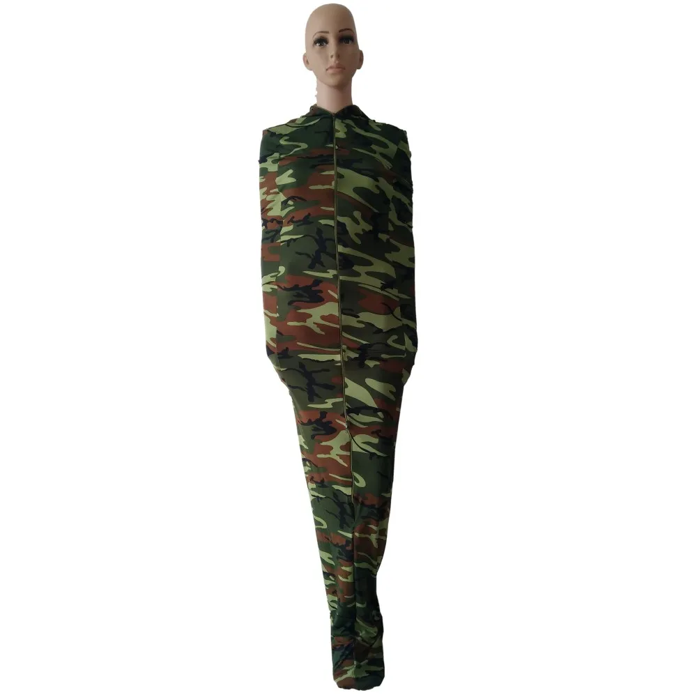 Halloween Carnival Party Catsuit Costumi Army green camo color Mummia Borsa Spandex Zentai Suit con maniche a braccio interne Abito cosplay