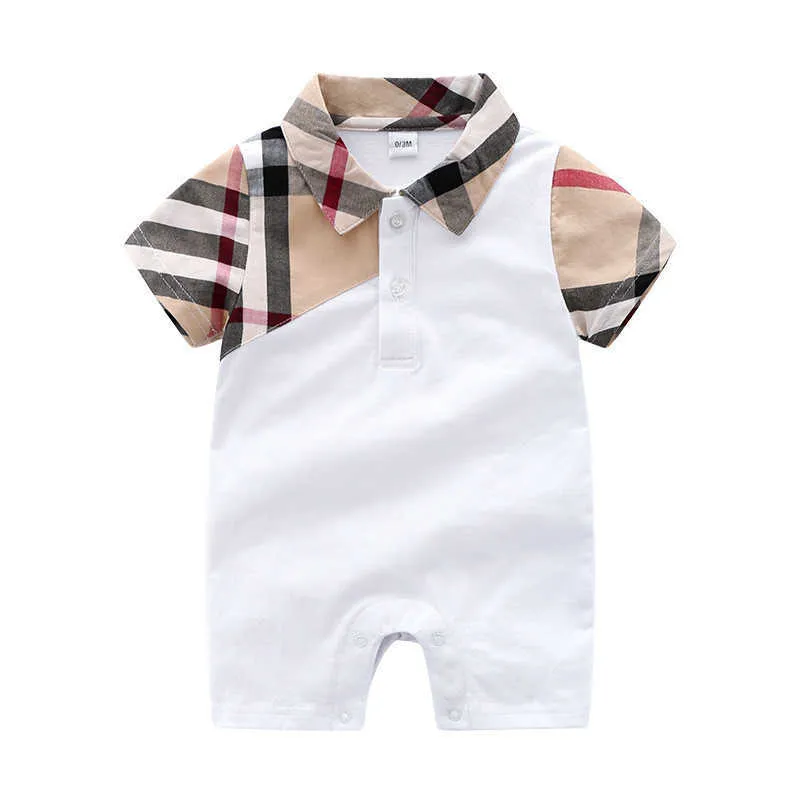 kids designer clothes girls boys Short Sleeve Plaid romper 100% cotton Infant clothing baby Infant girl boy clothes