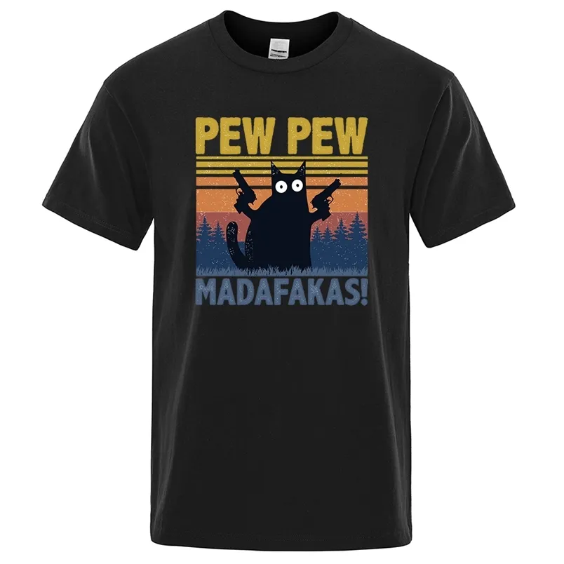 Pew Madafakas T -Shirt Männer Kurzarm Neuheit Lustige Katzen -T -Shirt Vintage Summer Tops Shirts Tee T -Shirt Crew Hals Streetwear 220616