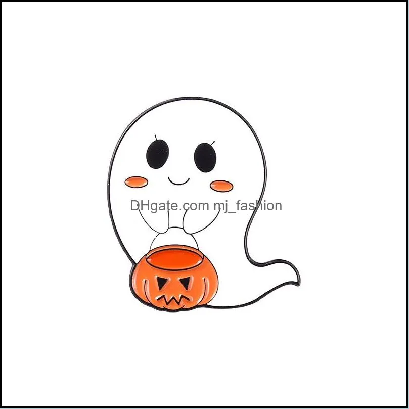 european ghost series pumpkin model brooches cartoon halloween party alloy enamel lapel pins unisex festival backpack hat clothes badge jewelry