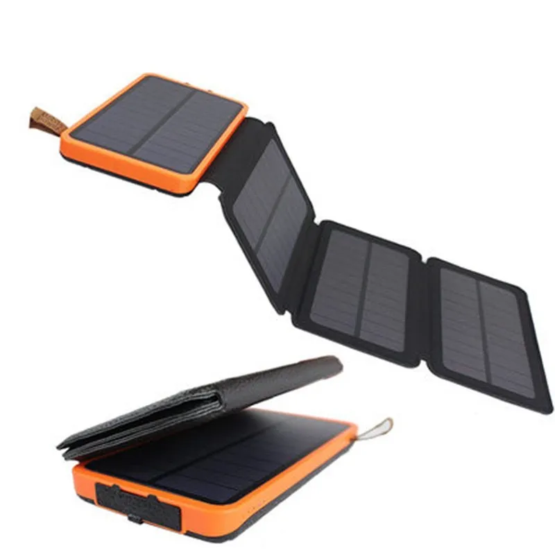 Banque d'énergie solaire 20000mah Charge rapide lumière LED chargeur de téléphone portable batterie externe étanche 3 panneaux solaires pour Charge de Camping